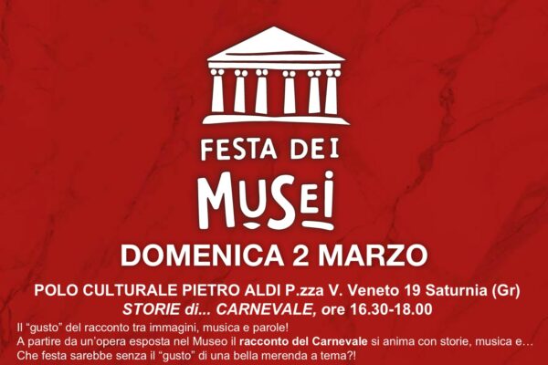 Festa dei musei 2 marzo 2025 Polo Aldi Saturnia